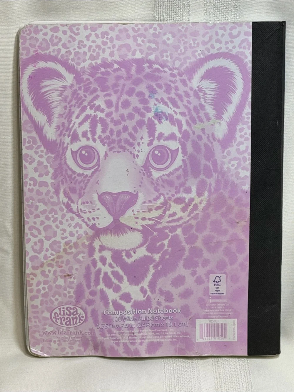 Damaged Lisa Frank Composition Notebook 100 Wide Ruled HUNTER Rainbow Leopard